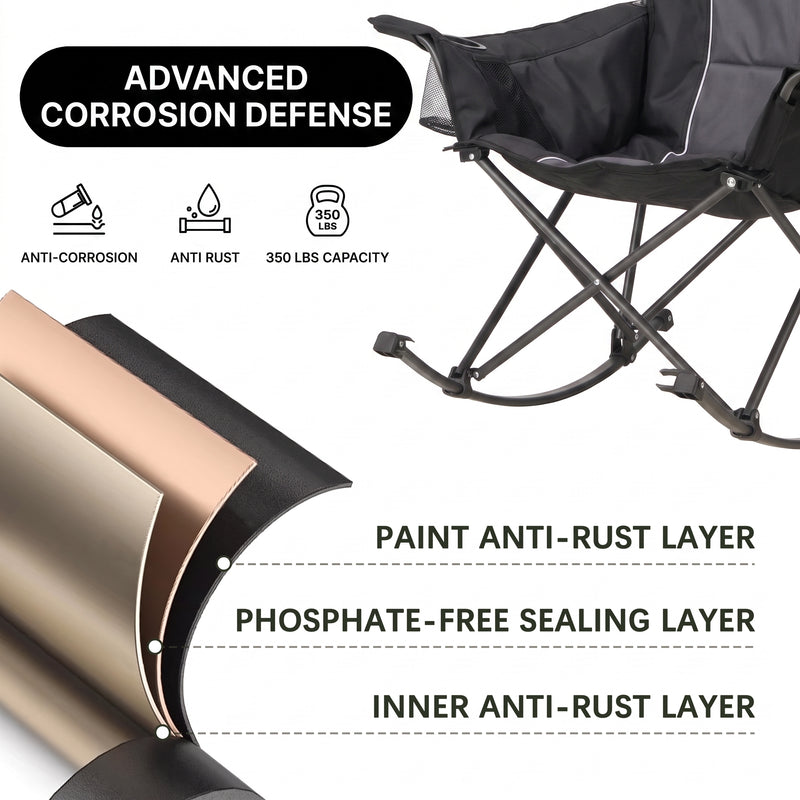 Oversized Folding Rocking Camping Chair with Padded Headrest - 7