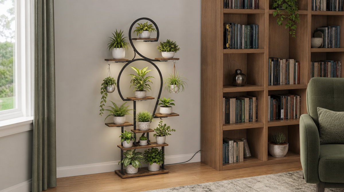 Plant Stand with Grow Lights – Indoor Plant Shelf, 4 to 9 Tiers - fit and scale image 7