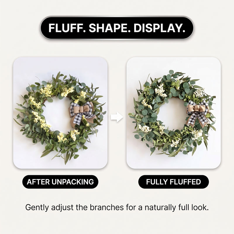 EUCALYPTUS WREATH FOR FRONT DOOR – FARMHOUSE GREENERY DÉCOR - 7