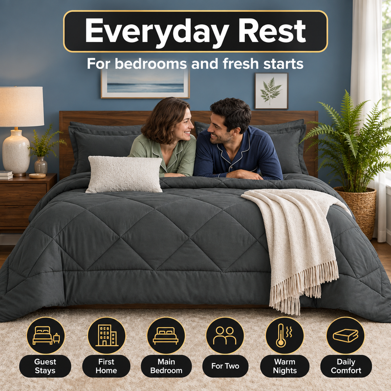 BEDDING SETS – 7-PIECE COMFORTER SET WITH SHEETS - 7