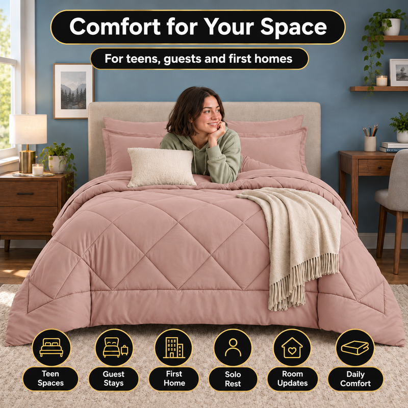 7-Piece Comforter Set with Sheets – Down Alternative Fill - 7