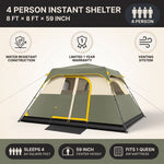 4-6 PERSON INSTANT CABIN CAMPING TENT – WATERPROOF FAMILY TENT WITH RAINFLY & CARRY BAG - 7