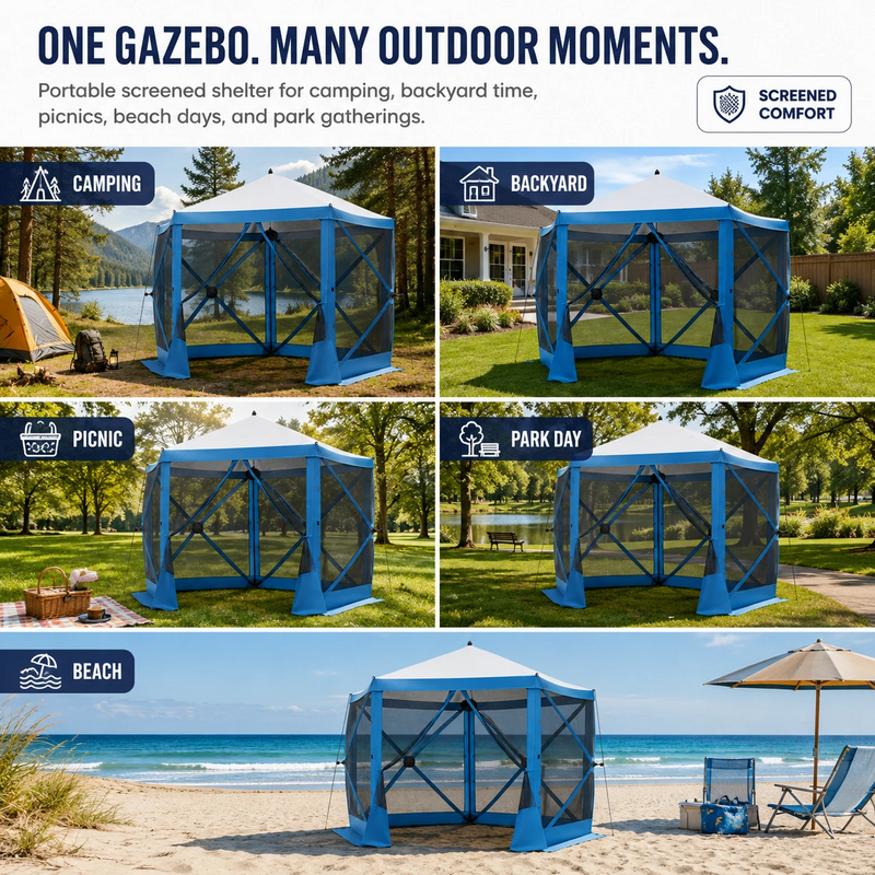 10x10 Pentagonal Pop-Up Gazebo – Screen Shelter with Optional Mesh Sidewalls | Portable Canopy for Backyard, Patio & Camping - 7