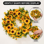 Sunflower Wreath for Front Door – Summer Floral Porch Décor - 7