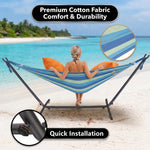 Double Hammock with Stand – Portable, Adjustable & 600lb Capacity for Indoor & Outdoor - 7
