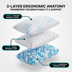 Adjustable Cooling Shredded Memory Foam Pillows, Set of 2 – Standard, Queen & King - 7