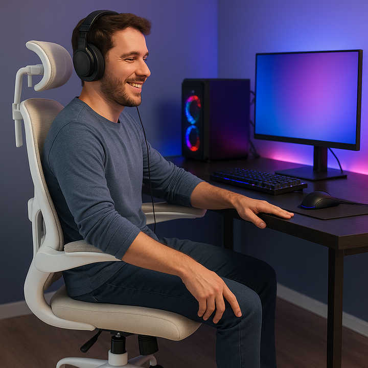 ErgoBliss Pink Mesh Ergonomic Office Chair – Adjustable Lumbar, Flip-Up Arms & Headrest