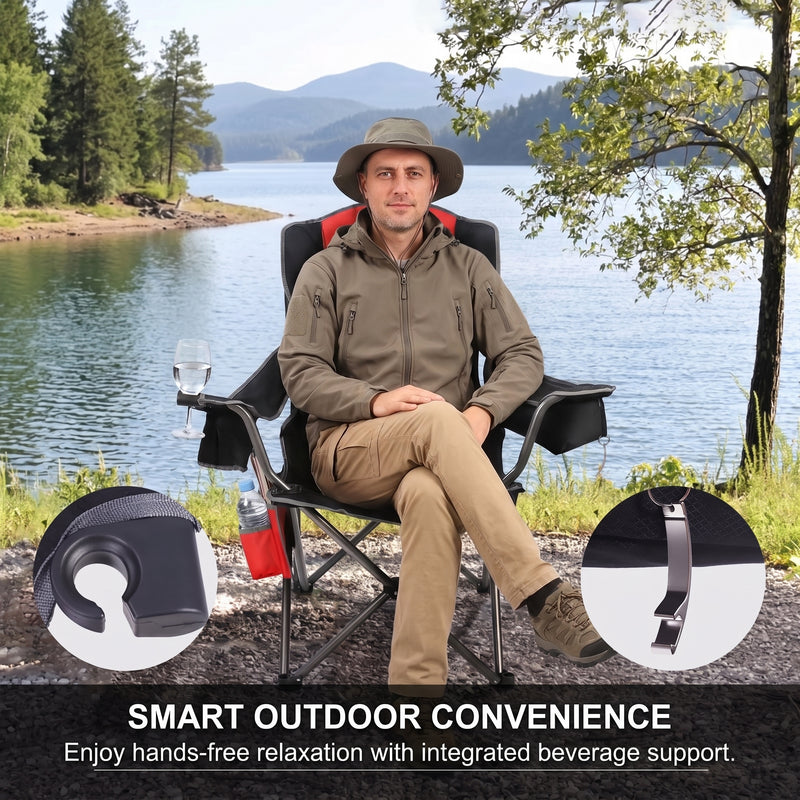 Oversized Portable Camping Chair with Lumbar Support & Cooler Bag - 7