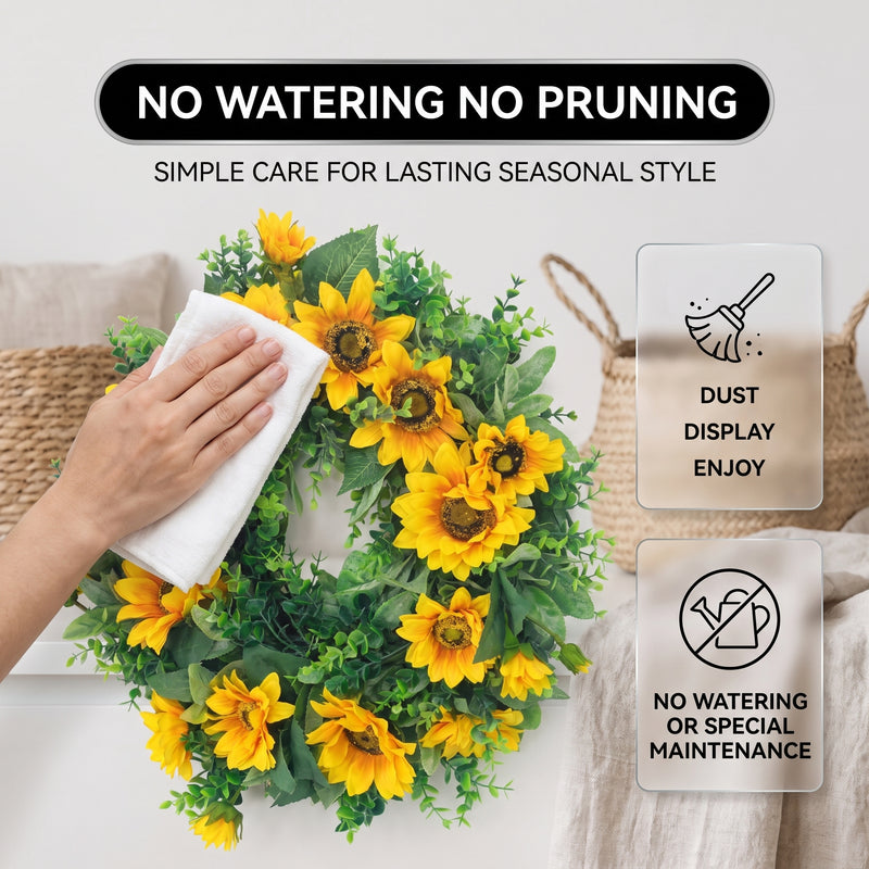 SUNFLOWER WREATH FOR FRONT DOOR – SUMMER FLORAL PORCH DÉCOR - 7