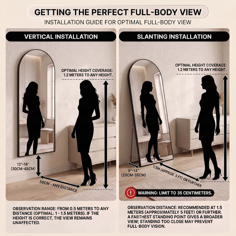 FULL LENGTH MIRROR – ARCHED STANDING & WALL-MOUNT DESIGN - 7