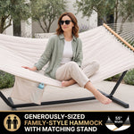 Outdoor Double Hammock with Stand for 2 – Heavy Duty Steel Frame, Pillow Included - 7