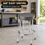Swivel Bar Stool for Garage & Shop - Backless Counter Stool with Padded Seat, Workbench Stool for Workshop, Single Bar Stool with Chrome Legs - 7
