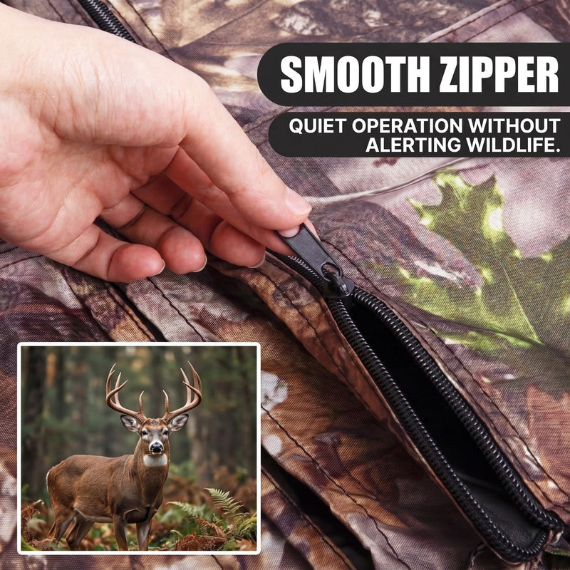 Hunting Tree Stand Blinds Cover 142" x 35" Extra Large Camouflage Universal Tree Stand Blinds Realistic Forest Camo Treestand Cover with Zipper for Deer Elk Hunting, Frames Not Included - 7