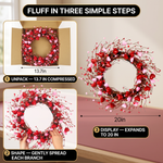 VALENTINE WREATHS FOR FRONT DOOR – HEART & BERRY FLORAL WREATH FOR VALENTINE’S DAY DÉCOR - 7
