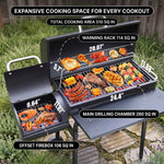 Portable Charcoal Grill with Smoking Function, Foldable Suitcase Design with Wheels, Multi-Tier Storage Rack & Waterproof Cover for Outdoor BBQ Parties - 7