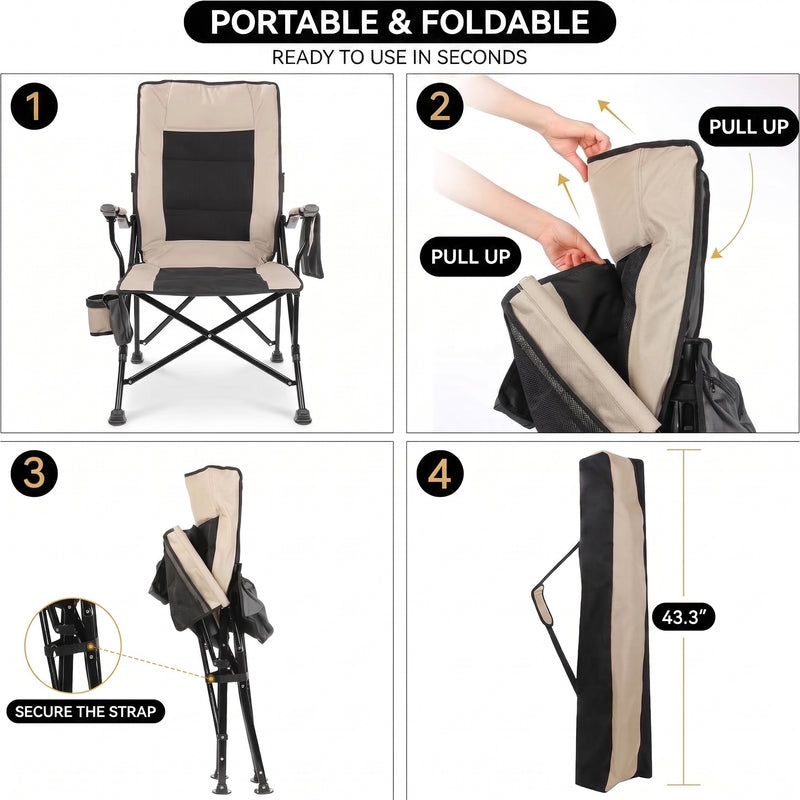 Heated Camping Chair for Adult Outdoor Activities - Portable Folding Heated Chair with 3 Adjustable Heat Levels, Heating Backrest Cushion Support 264LBS for Patio Camping (Battery Not Included) - 7