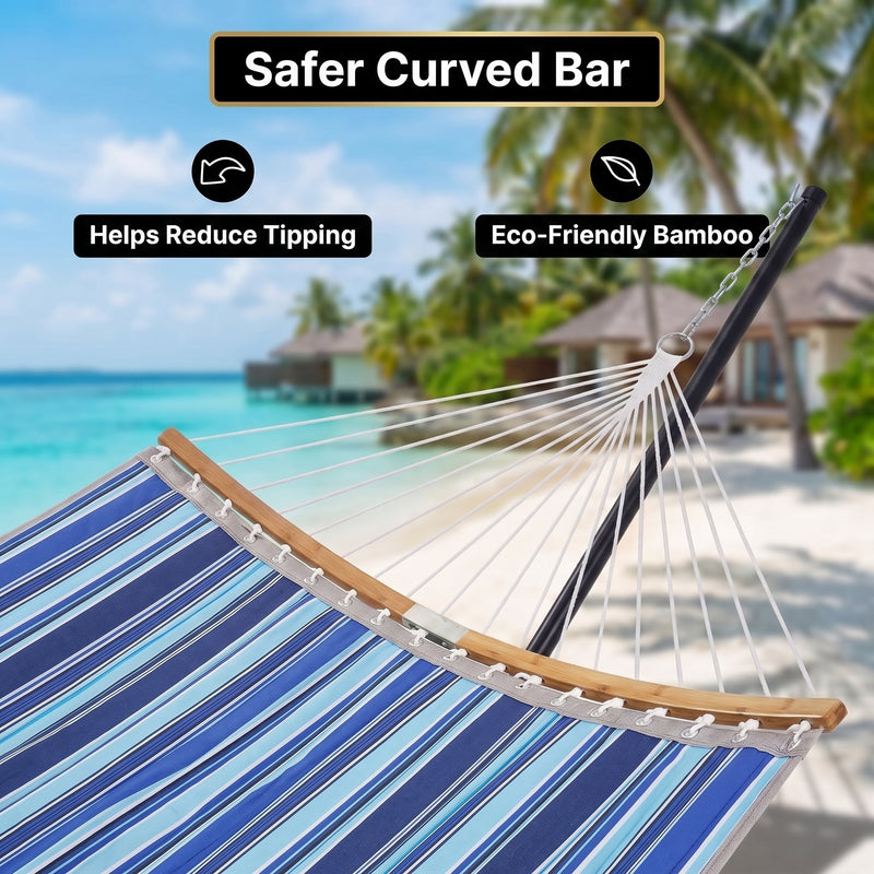 2-Person Outdoor & Indoor Hammock with Adjustable Height, Pillow & Stand – Portable, Sturdy, Colorful - 7