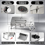 PORTABLE STAINLESS STEEL TABLETOP PROPANE GRILL – 2 & 3 BURNER OUTDOOR BBQ OPTIONS - 7