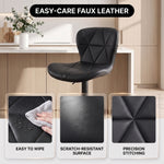 COUNTER BAR STOOLS SET OF 2 – ADJUSTABLE SWIVEL FAUX LEATHER SEATS - 7