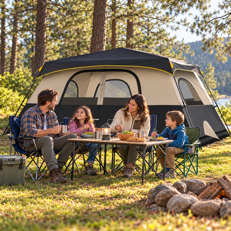 8-10 Person Instant Cabin Camping Tent with Room Divider & Rainfly - 7