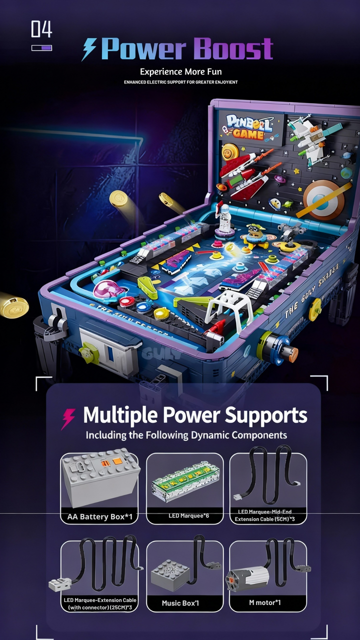 High Quality Building Blocks Pinball Machine, Game Table, Coin Operated, Children's Puzzle Assembly Model, Boy Creative Gift Toy