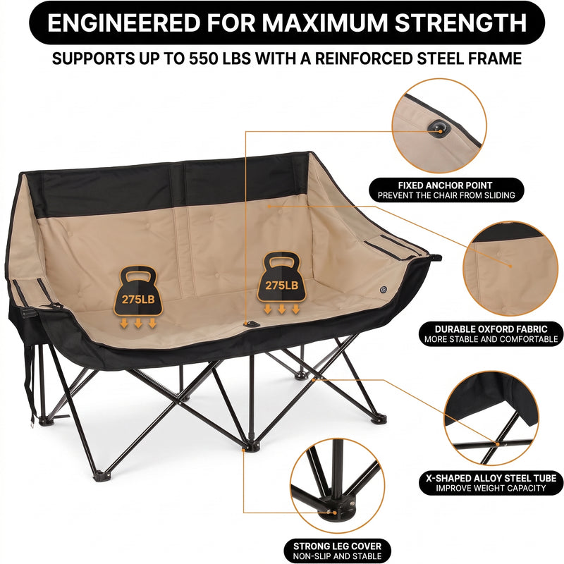 Heated Camping Chair for Adult Outdoor Activities - Portable Folding Heated Chair with 3 Adjustable Heat Levels, Heating Backrest Cushion Support 264LBS for Patio Camping (Battery Not Included) - 7