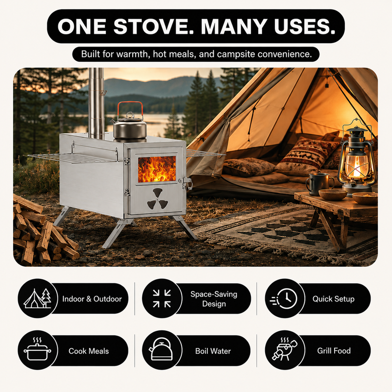 PORTABLE WOOD STOVE FOR CAMPING, TENT STOVE - 7