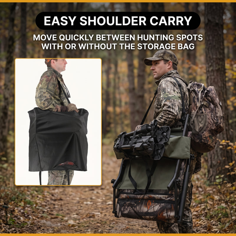 360° Swivel Hunting Chair with Adjustable Legs & Rifle Rest – Portable Tripod Seat - 7