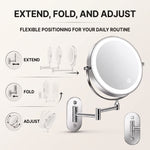 Rechargeable Wall Mounted Makeup Mirror with LED Light – Adjustable Brightness, Magnifying - 7