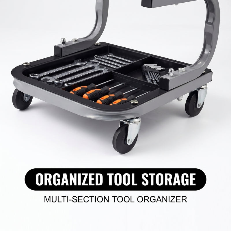 Rolling Mechanic Stool with Tool Tray - Creeper Seat with Wheels for Garage & Shop, Rolling Work Stool with Wheels for Mechanics, Auto Repair Workshop - 7