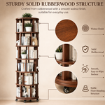 Rotating Bookshelf Tower – 360° Spinning Bookcase | 5 & 6-Tier, Solid Wood & MDF - 7