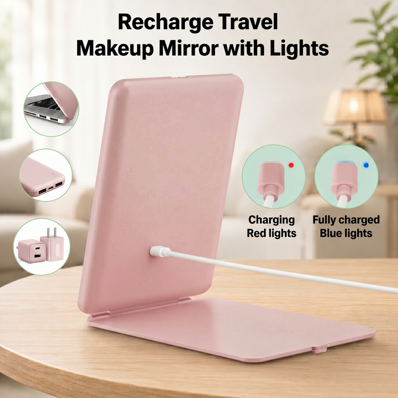 Portable LED Makeup Mirror – Rechargeable, Adjustable Brightness, Compact & Travel-Friendly - 7