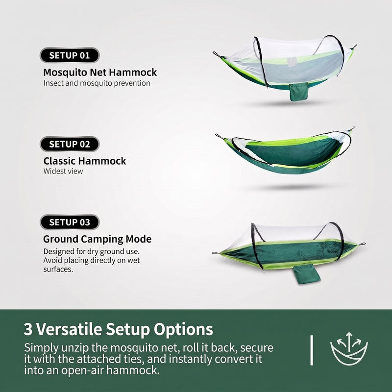 Camping Hammock with Mosquito Net – 1-2 Person, Nylon - 7