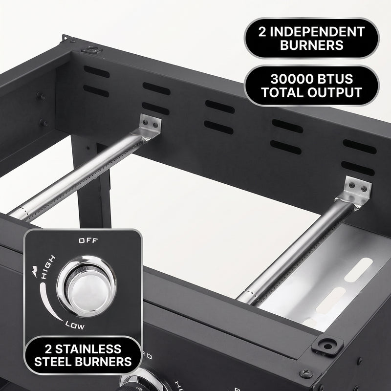 2 & 3 BURNER PORTABLE PROPANE FLAT TOP GRIDDLE – 20,000–45,000 BTU OUTDOOR GRIDDLE WITH SIDE SHELVES & CART - 7
