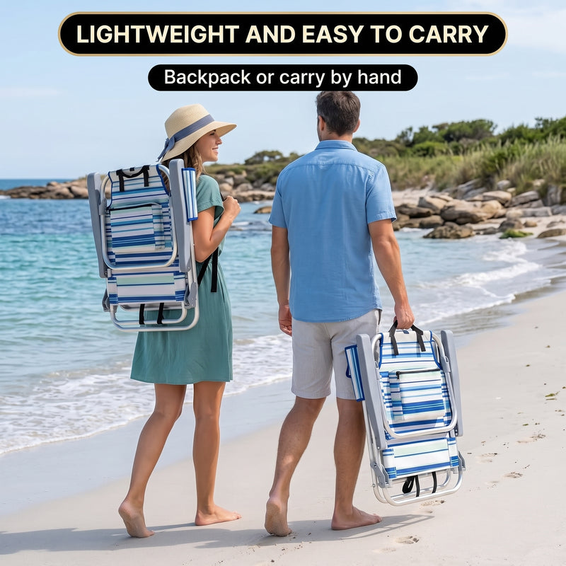 17" Big & Tall Oversized Beach Chairs 2-Pack – Heavy Duty Folding Outdoor Seating - 7