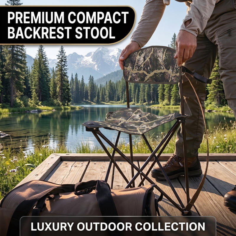 Tri-Lite Stool w/Back, Lightweight Portable Fishing Chair w/Cupholder and Carry Strap, Supports 225-Lb, Portable Outdoor Chair for the Hunting Blind, Camping, Travel, Hiking - 7