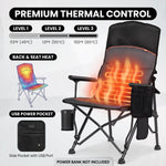 Heated Camping Chair for Adult Outdoor Activities - Portable Folding Heated Chair with 3 Adjustable Heat Levels, Heating Backrest Cushion Support 264LBS for Patio Camping (Battery Not Included) - 7