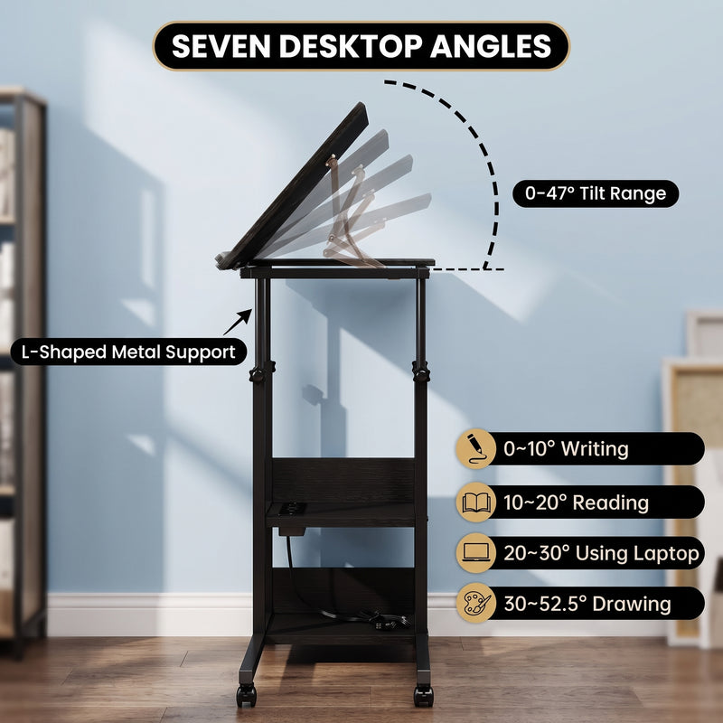 C-SHAPED END TABLE WITH CHARGING STATION – ADJUSTABLE HEIGHT - 7