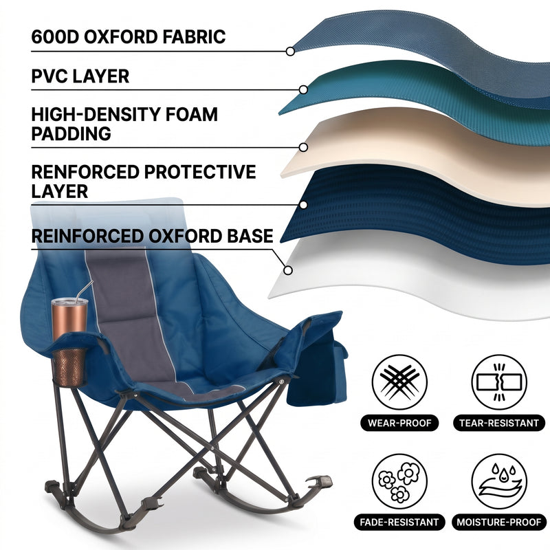 Oversized Folding Rocking Camping Chair with Padded Headrest - 7
