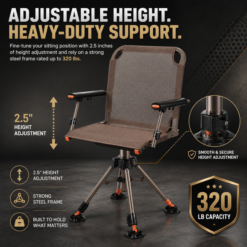 Portable Adjustable Hunting Chair with Swivel & Heated - 7