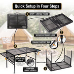 Foldable Camping Table Collapsible Picnic Aluminum Alloy Grill Stand - 7