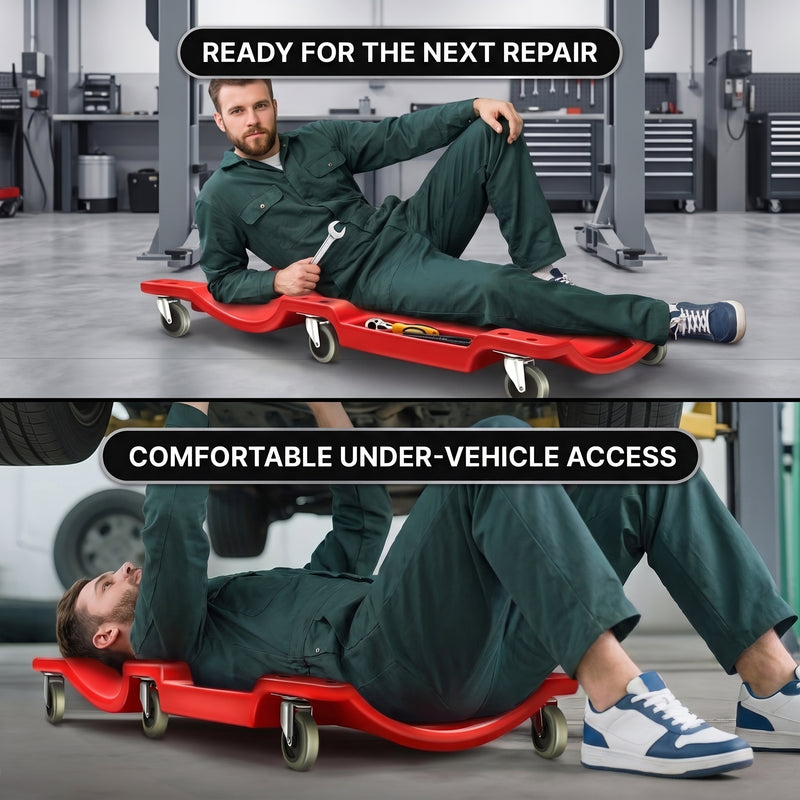 Low Profile Rolling Garage Creeper - Mechanic Creeper with Padded Headrest & Tool Trays, Under Car Roller for Automotive Repair, Rolling Car Creeper - 7