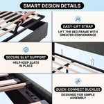 Lift-Up Storage Bed Frame with Upholstered Wingback Headboard - 7