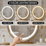 LED Vanity Mirror with Halo Lights – 12" & 19" | Dimmable LED Makeup Mirror with 360° Rotation, Touch Control | Gold & White - 7 (add)