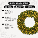 PRE-LIT CHRISTMAS WREATH – WARM LED DOOR DÉCOR - 7