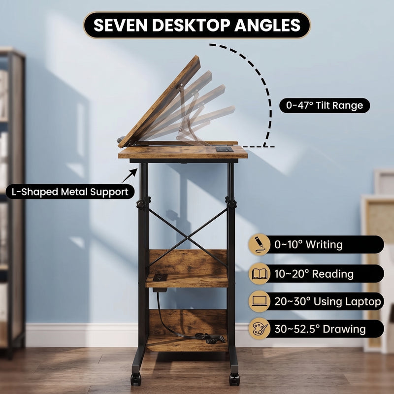 C-SHAPED END TABLE WITH CHARGING STATION – ADJUSTABLE HEIGHT - 7