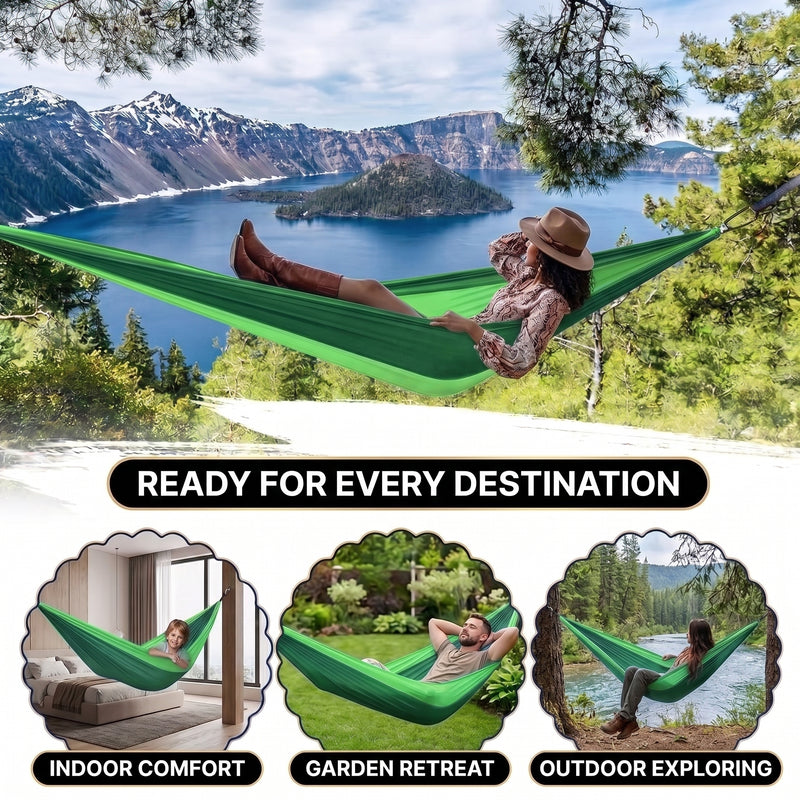 Portable Camping Hammock with Tree Straps – Lightweight Nylon Travel Hammock - 7