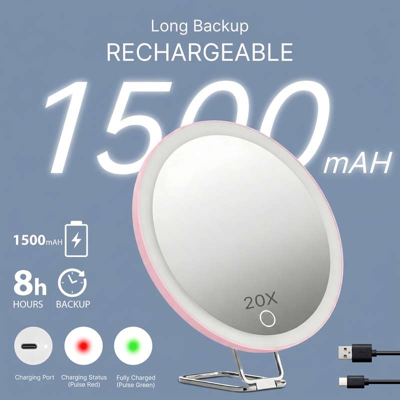 Lighted Magnifying Makeup Mirror – Rechargeable LED - 7