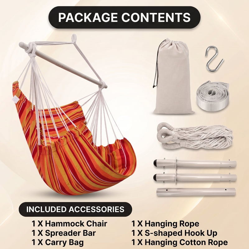 Premium Cotton Hanging Hammock Chair for Indoor & Outdoor Relaxation - 7
