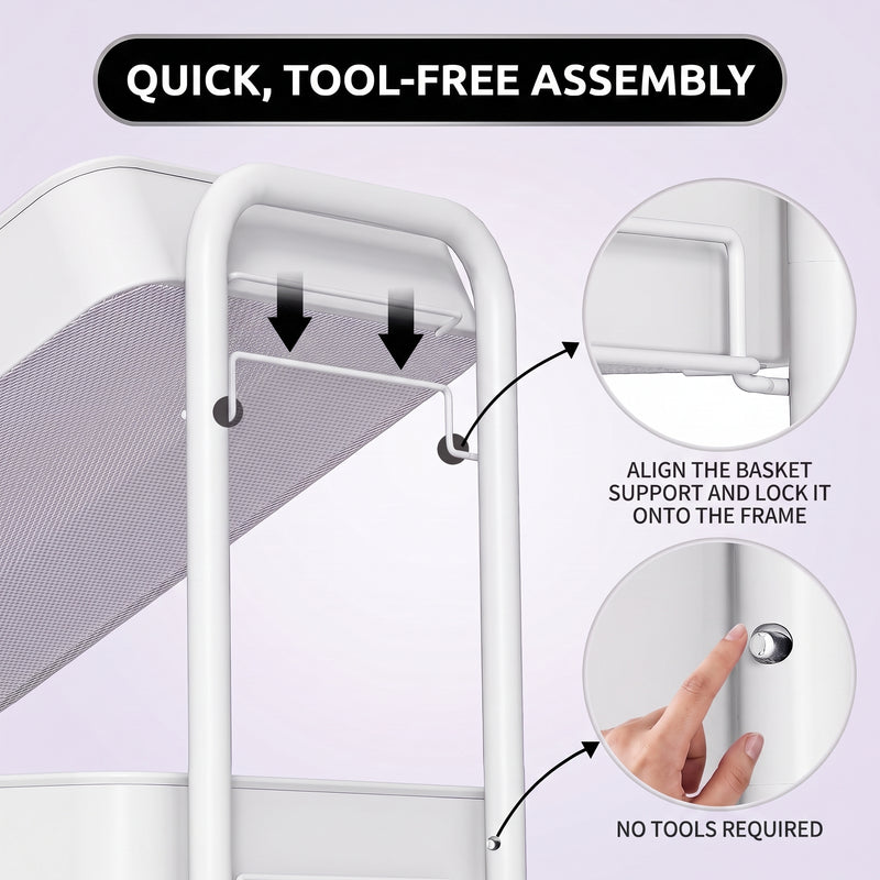 3-Tier Metal Rolling Cart – Foldable or Fixed Pegboard Styles - 7  